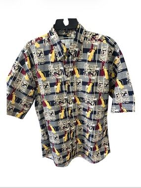 Vintage Tribute Men's All Over Golf Print Short Sleeve Button Down Shirt M